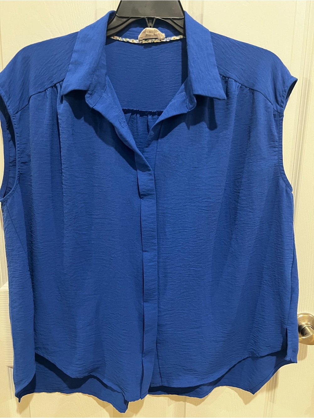 Umgee Cobalt Textured Sleeveless Button-Front Blouse